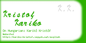 kristof kariko business card